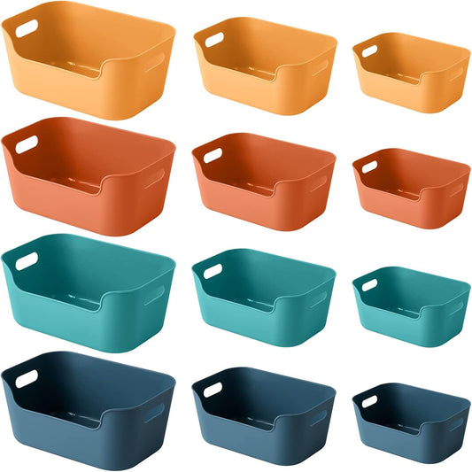 Plastic Storage Bins and Baskets for Efficient Home Classroom Organization  Small Containers in Multiple Colors for Kitchen
