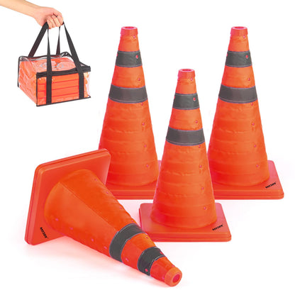 18 Inch Collapsible Traffic Safety Cones Orange Cones Multi Purpose Pop-up Cones with Reflective Collar