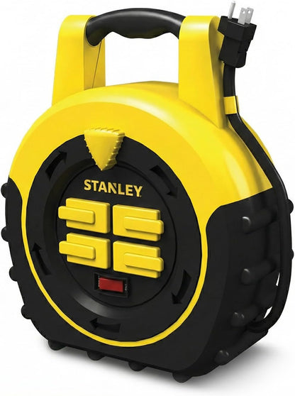Retractable Extension Cord Reel 20ft Portable 4 Outlet Cord Reel with On Off Switch 16/3 AWG Power Cable