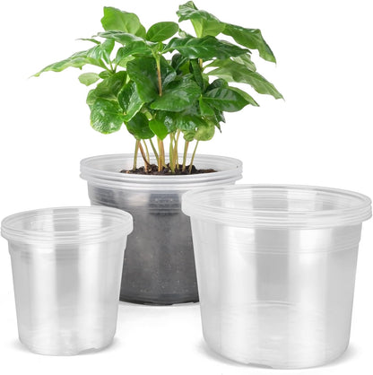 Nursery Pots with Drainage, 12 Pack Plastic Pots for Plants Ideal Seedling Pots and Plant Pots
