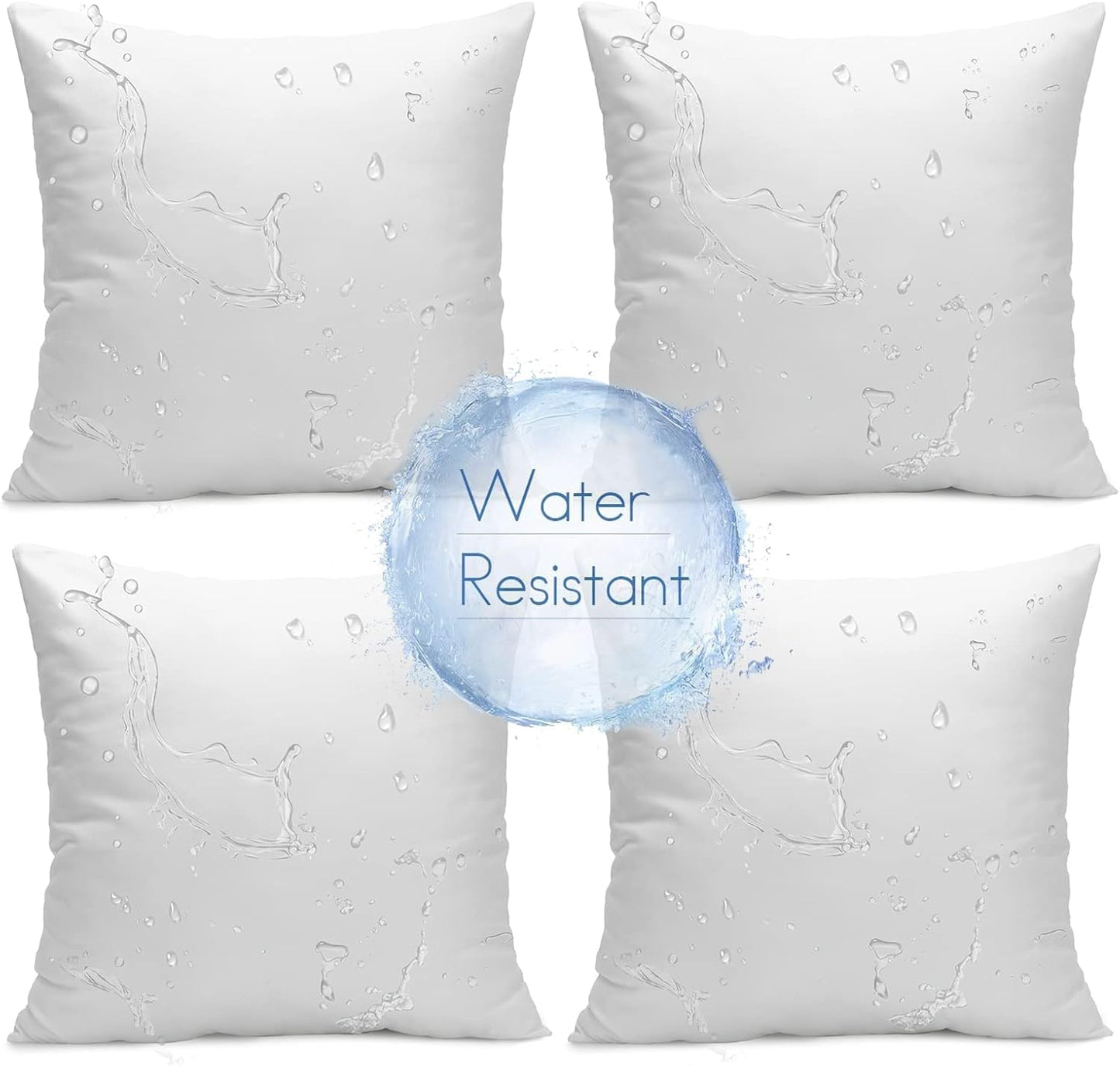 Outdoor Pillows 18 x 18 Pillow Inserts Set of 4 Waterproof Throw Pillow Inserts Hypoallergenic for Patio Water Resistant