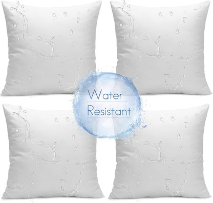 Outdoor Pillows 18 x 18 Pillow Inserts Set of 4 Waterproof Throw Pillow Inserts Hypoallergenic for Patio Water Resistant