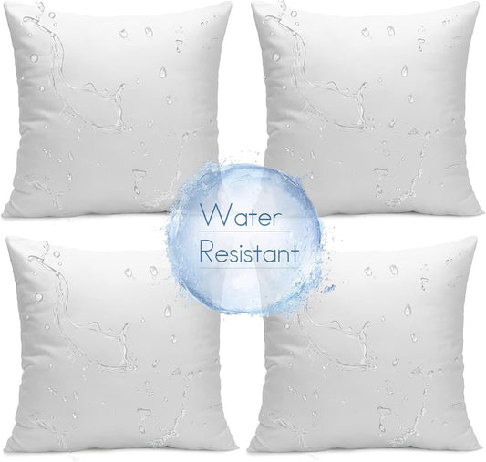 Outdoor Pillows 18 x 18 Pillow Inserts Set of 4 Waterproof Throw Pillow Inserts Hypoallergenic for Patio Water Resistant