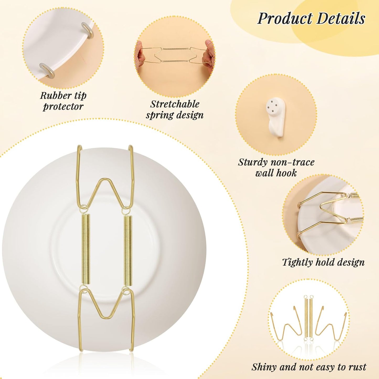 14 Pieces Plate Hangers for Wall  6/8/10/12 Inch Invisible Plates Hanger Stainless Steel Plate Holders