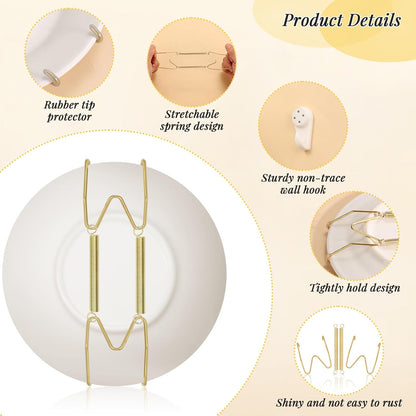 14 Pieces Plate Hangers for Wall  6/8/10/12 Inch Invisible Plates Hanger Stainless Steel Plate Holders