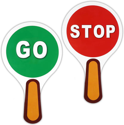 2 PCS Stop Sign for Kids Double Sided Stop and Go Sign with Handle for Directing Traffic Safety in Parking Lots