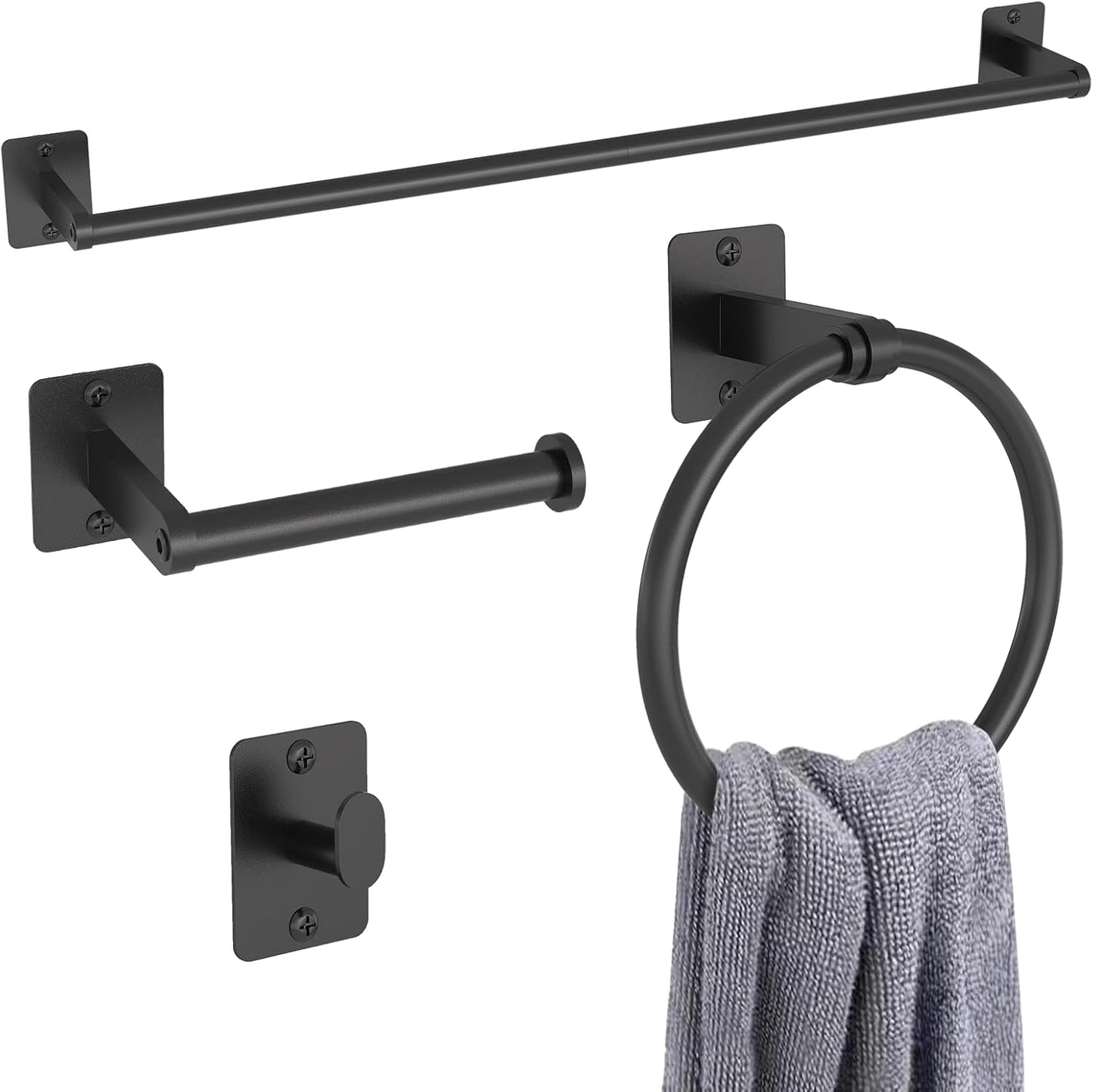 4 Pieces Bathroom Hardware Set 24 inch Towel Bar Towel Racks for Bathroom Robe Towel Hooks