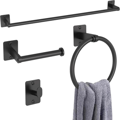 4 Pieces Bathroom Hardware Set 24 inch Towel Bar Towel Racks for Bathroom Robe Towel Hooks