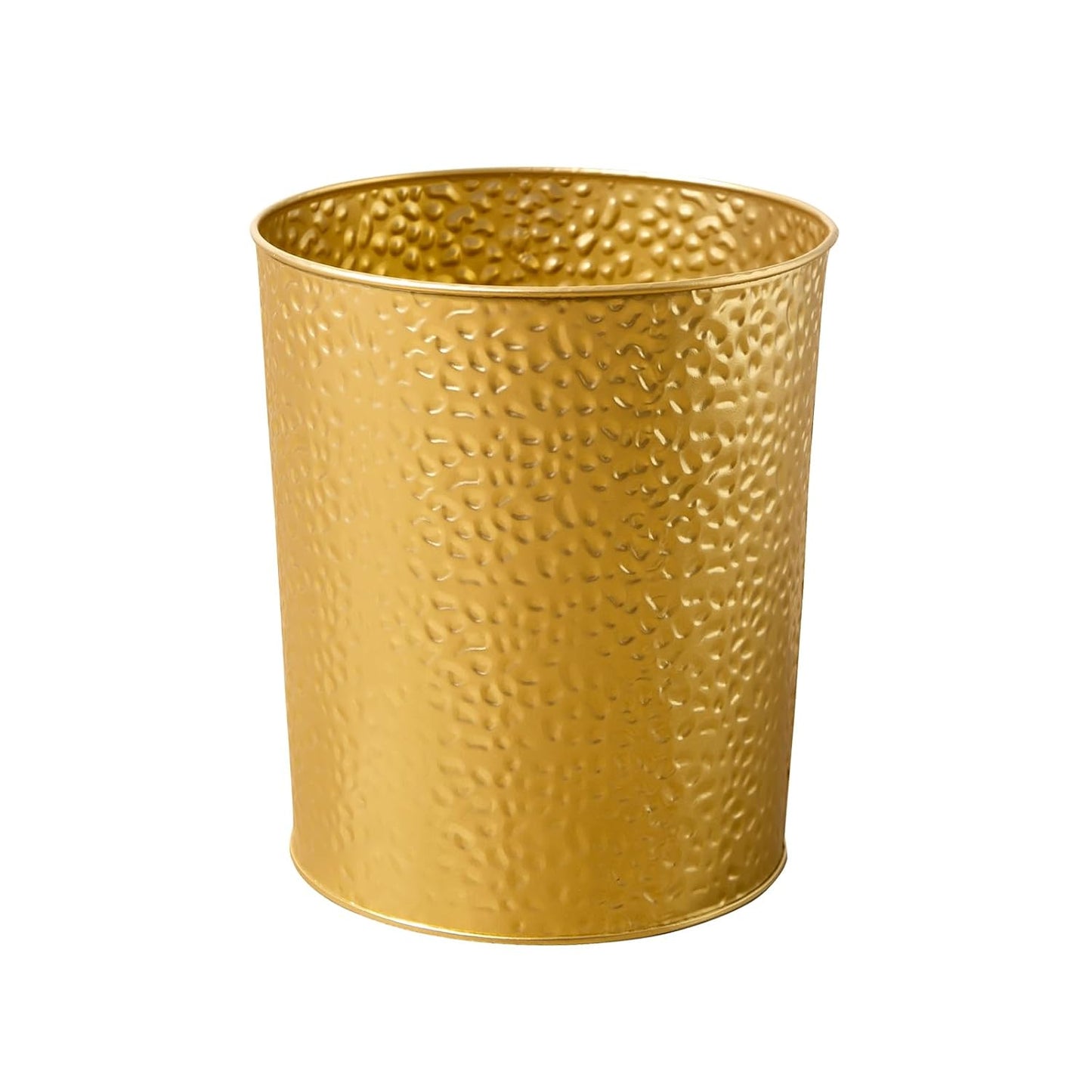 Gold Hammered Metal Trash Can Wastebasket Decorative Stylish Garbage Can Waste Basket