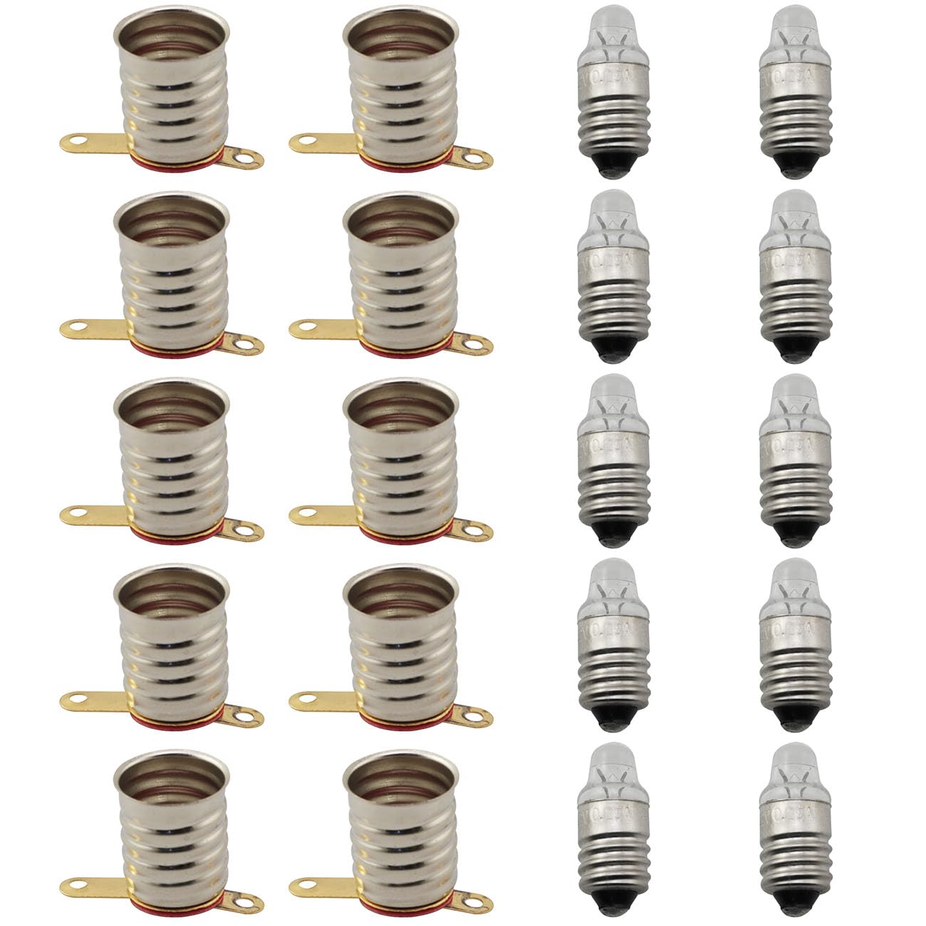 10 Pairs E10 Spotlight Bulb 2.2V 0.25A and E10 Lamp Base Experimental Circuits Electrical Testing Accessories