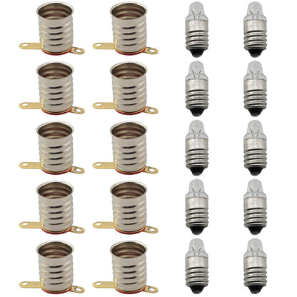 10 Pairs E10 Spotlight Bulb 2.2V 0.25A and E10 Lamp Base Experimental Circuits Electrical Testing Accessories