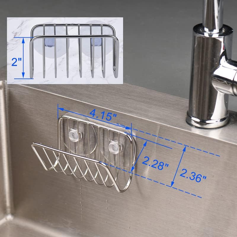 Sponge Holder for Kitchen Sink Stainless Steel Suction Cup Sponge Caddy