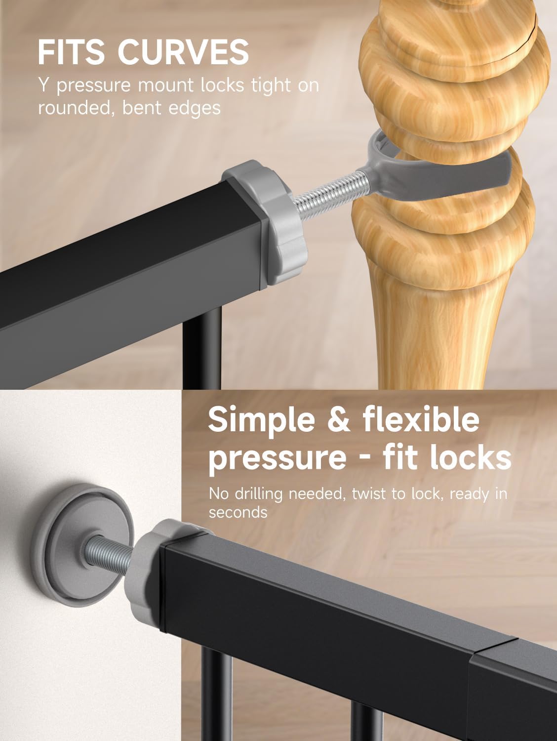Baby Gate for Stairs Dog Gate for Doorways Walk Thru Auto Close Metal Baby Safety Gate for The House, Stairs and Doorways