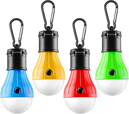 4 Packs LED Tent Lamp Clip Hook Hurricane Emergency Light Bulb Camping Equipment Lanterns for Hiking