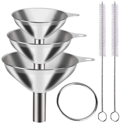 Metal Stainless Steel Funnel Large Medium Small Funnel Set of 3 Food Grade Mini Funnels for Kitchen