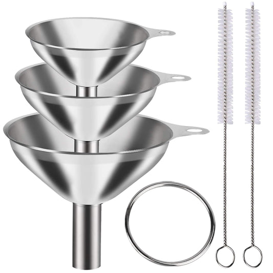 Metal Stainless Steel Funnel Large Medium Small Funnel Set of 3 Food Grade Mini Funnels for Kitchen