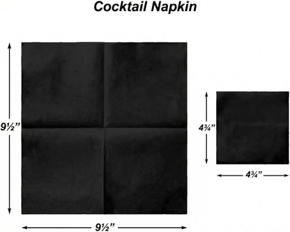 Cocktail Napkins-Disposable Beverage/Bar Napkins-Black Linen-Like Square Napkins Eco-Friendly & Compostable