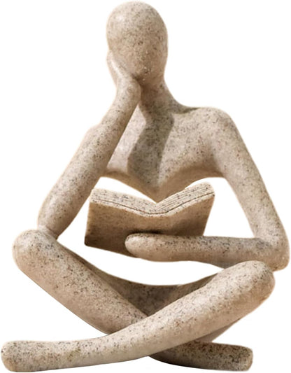 Bookshelf Decor Thinker Statue Abstract Art Reading Thinker Sculpture Figurine Aesthetic Modern