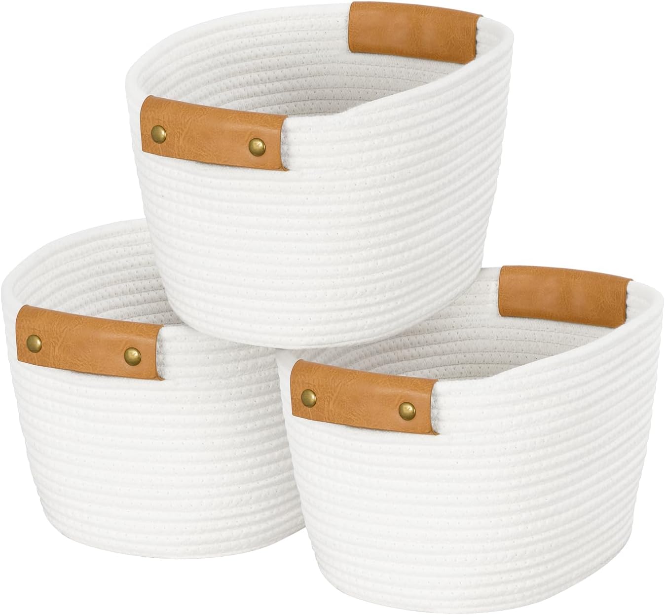 Storage Basket Set 3 Pack Baskets for Shelves, White Storage Baskets for Organizing Toys