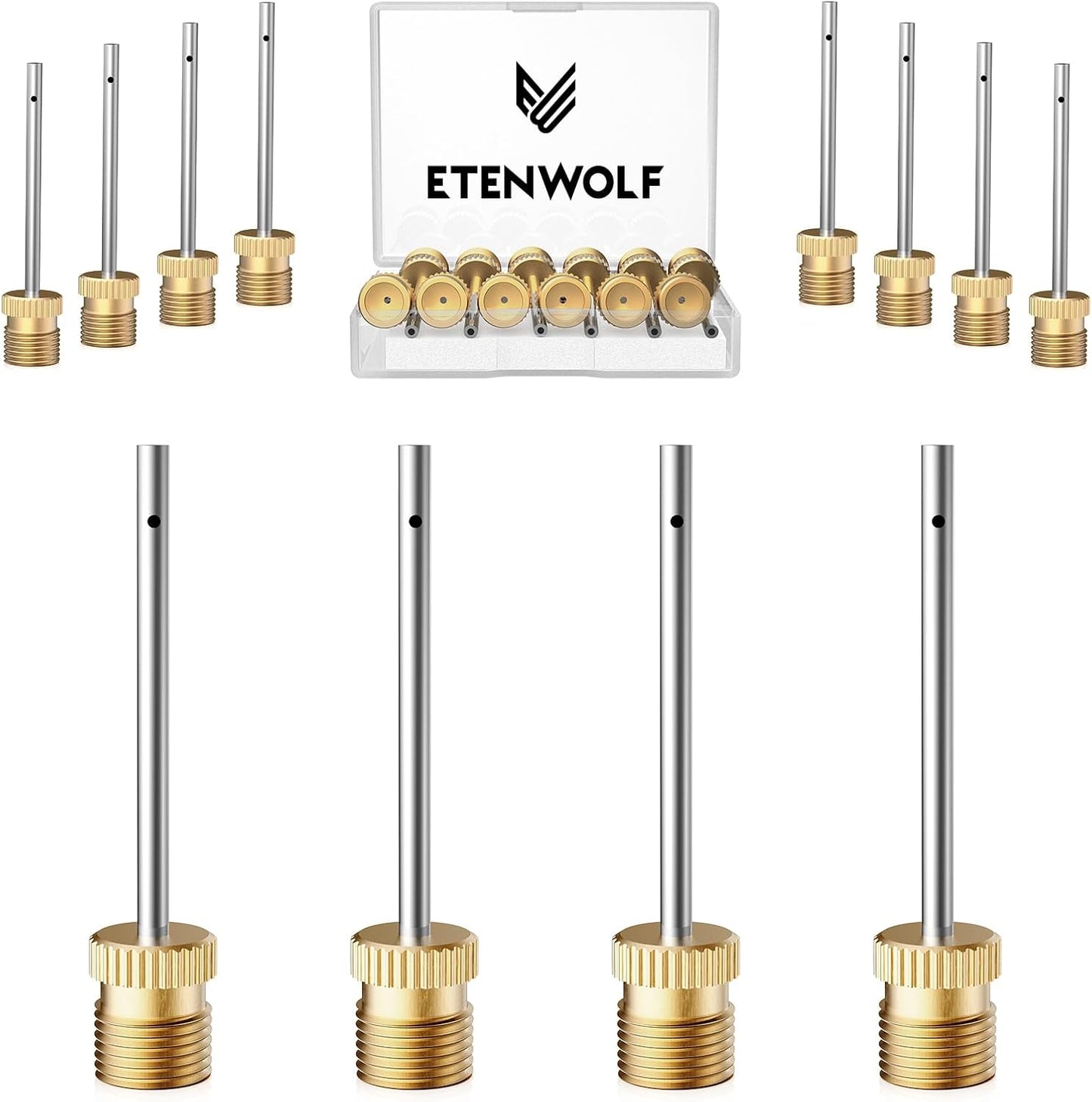 12 Pack Brass Ball Pump Needles No Break Heavy Duty Air Pump Needles for Balls with Storage Case