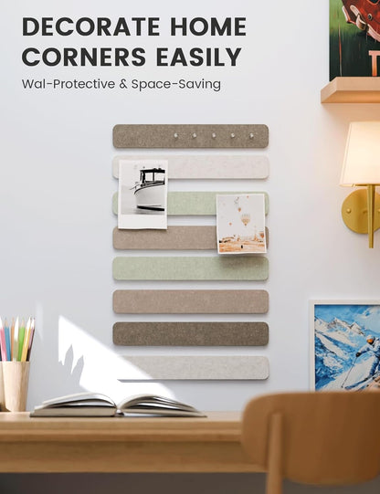 Alternative Felt Strip Board 8-Pack 13"x2" Office Pin Board with 50 Push Pins Adhesive Install for Bedroom Door
