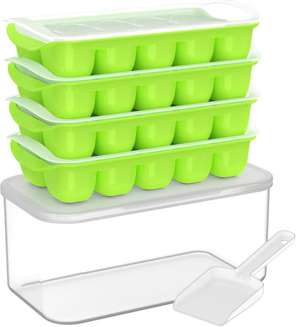4 Pack Ice Bucket Kits, Stackable Silicone Ice Trays for Freezer, Easy Pop Out