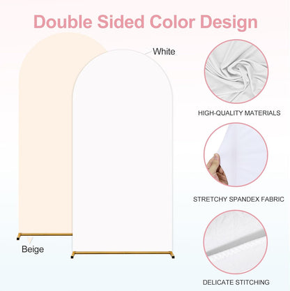 Set of 3 (7.2ft+6.6ft+6ft) Double Color Cover Spandex Fitted Arch Stand for Birthday Party Baby Shower