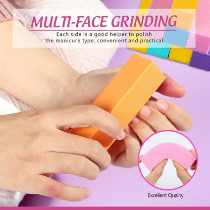 20PCS Nail File Kit Rectangular Nail Buffer Block & 100/180 Grit 7 Way Nail File