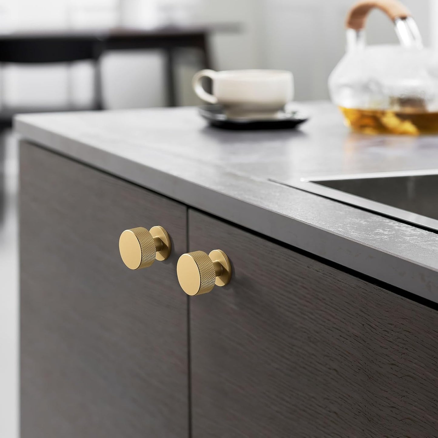 10 Pack Gold Cabinet Knobs for Kitchen Cabinets & Dresser Drawers Round Single Hole Hardware Handles Pulls