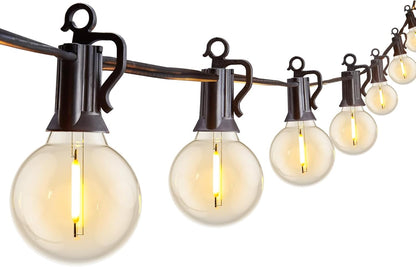 Outdoor String Lights 29 Feet G40 LED Patio Lights Plug-in 13 Plastic Edison Bulbs(1 Spare) Waterproof