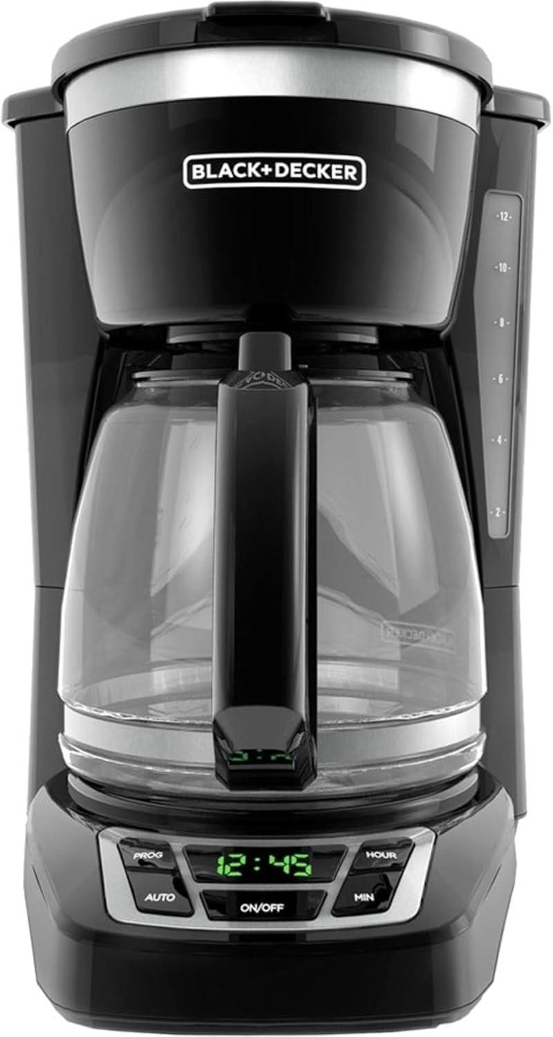 12-Cup Digital Coffee Maker Programmable, Washable Basket Filter Sneak-A-Cup Auto Brew