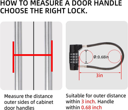 4 Digits Cabinet Lock with 3.5" Cable Length Twist 3.5" Length Durable Cable Ideal for lockers Gym Toolbox