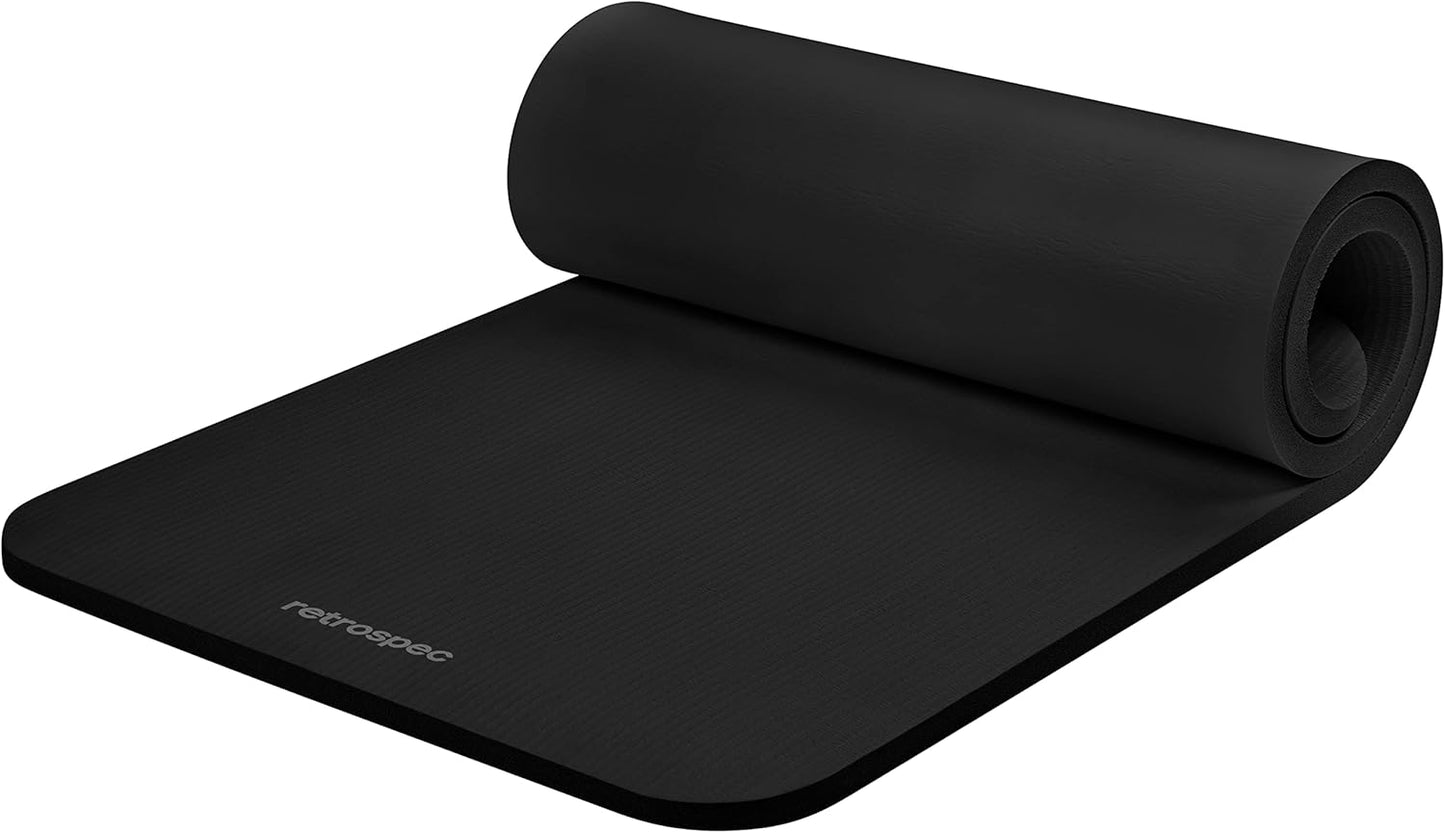 Yoga Mat 1" Thick w/Nylon Strap for Men & Women  Non Slip Exercise Mat for Home Yoga Pilates