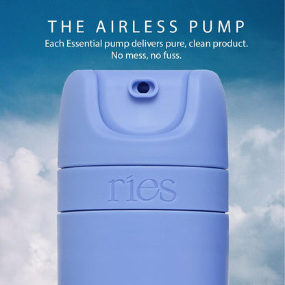 Refillable Toiletry Travel Bottles Set of 5 (3.4oz & 1.7oz) Airless Pump Containers for Shampoo Conditioner