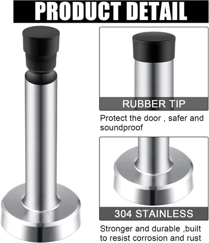 10 Pcs Door Stop 3.7 Inch Heavy Duty 304 Stainless Steel Door Stopper with Rubber Tips Bumper Wall