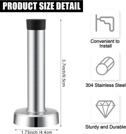 10 Pcs Door Stop 3.7 Inch Heavy Duty 304 Stainless Steel Door Stopper with Rubber Tips Bumper Wall