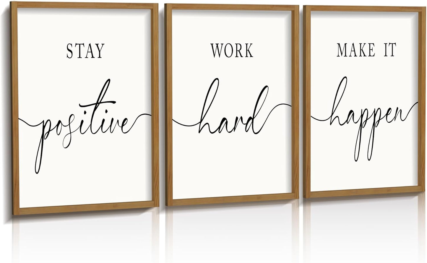 Motivational Wall Art 11"x14" Framed Wooden Inspirational Office Wall Decor for Men Picture Poster