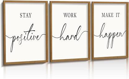 Motivational Wall Art 11"x14" Framed Wooden Inspirational Office Wall Decor for Men Picture Poster