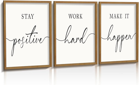 Motivational Wall Art 11"x14" Framed Wooden Inspirational Office Wall Decor for Men Picture Poster