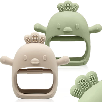 2 Pack Baby Teething Toy Silicone Teething Mitten for Babies Over 3 Months Anti Dropping Wrist Hand Teethers