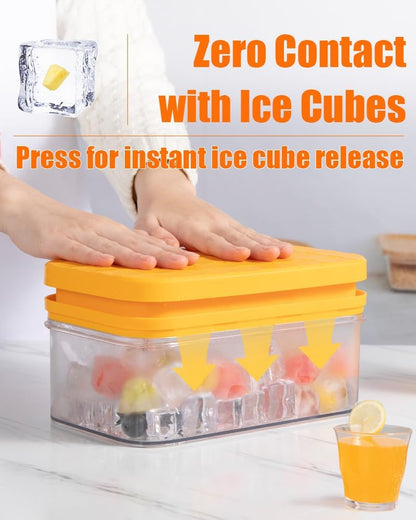 Ice Cube Tray with Lid&Bin Ice Cube Mold with 56 Cubes Stackable Ice Trays for Freezer with Easy-Release