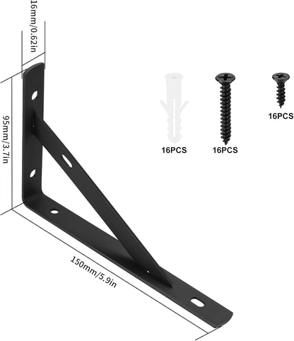Shelf Brackets 8 Pcs L Shaped Metal Wall Mount Shelves Support for Floating Shelves