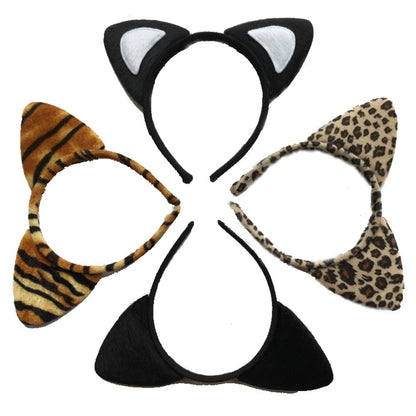 4 Pack Cloth Headband Tiger Leopard Cat Ear Headband Animal Cartoon Hair Hoop Accessories