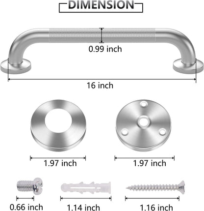 2 Pack 16 Inch Anti-Slip Safety Shower Handle for Senior Stainless Steel Shower Grab Bars Handicap Elderly Bathtub and Toilet