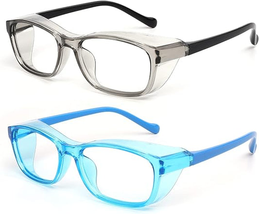 Kids Safety Glasses Anti Fog Goggles with Side Shield & Blue Light Blocking Glass Protective Eyewear