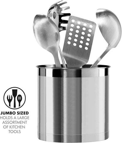 7" Utensil Caddy Weighted Base for Stability  Extra Large Utensil Crock and Countertop