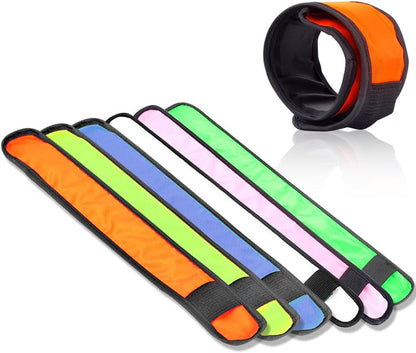 Pack of 6 LED Light Up Band Slap Bracelets Night Safety Wrist Band for Cycling Walking Running