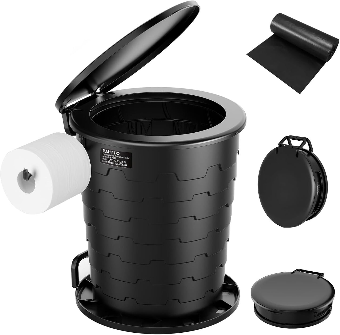 Camp Toilet for Adults Upgraded 2nd Generation Retractable Portable Camping Toilet with Paper Holder & Lid