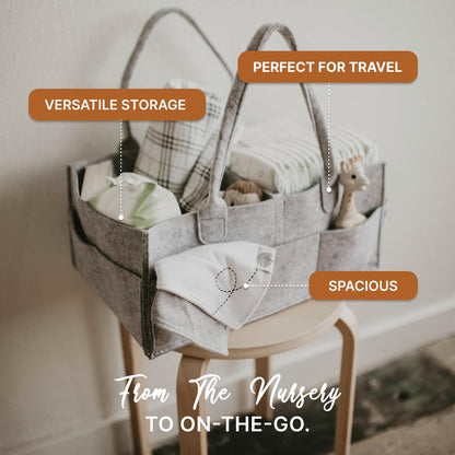 Baby Diaper Caddy Nursery Storage Bin and Car Organizer for Diapers and Baby Wipes