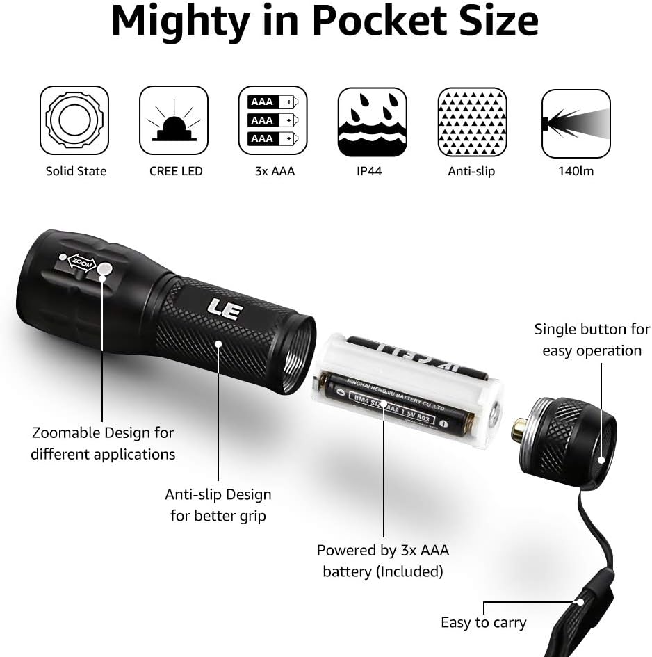 LED Flashlights High Lumens Small Flashlight Waterproof, Adjustable Focus Flash Light for Outdoor